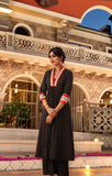 Anni Designer Women'S Rayon Viscose Anarkali Printed Kurta With Pant (Karidos Black-Vks04_S_Black_Small),Black,S,,,