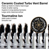 Olivia Garden Ceramic and Ion Turbo Vent 100% Boar Bristle Round Hair Brush CI-BR (4 1/2")