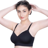 Trylo Women'S Cotton Lightly Padded Wire Free Regular Bra Black,BLACK,36,B0969MTLDC