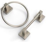 Ruacq Brushed Nickel Toilet Paper Holder Towel Ring Bathroom Accessories Hardware Set Double Post Pivoting Toilet Roll Holder Sq