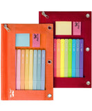 Mr. Pen- Pencil Pouch for 3 Ring Binder, 2 Pack, Red and Orange, 3 Ring Binder Pencil Pouch