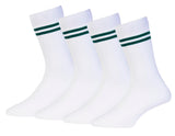 Rc. Royal Class Boys & Girls White Colour With Dark Green Stripes Organic Cotton Calf Length School Socks (Pack Of 4 Pairs)(101