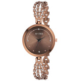 Matrix Daisy Collection, Stone Studded Dial With Designer Stone Studded Bracelet Chain Analog Watch For Women & Girls (Copper, S