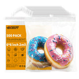 UFCOELPT 6x 6(Pack of 500) Clear 2 Mil Reclosable Zip Plastic Poly Bags with a Resealable Lock Seal Zipper, Food Grade B