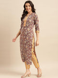 Anni Designer Women'S Cotton Blend Printed Straight Kurta With Pant (Kalam Red_M_Red_Medium),Red,M,Cotton Blend,Regular,Kurta