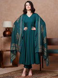 Anni Designer Women'S Rayon Blend Solid Anarkali Kurta With Pant & Dupatta (Magic-Kerosin-Nb_Xxl_Dark Blue_Xx-Large),Dark Blue,2XL,,,