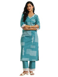 Libas Women'S Cotton Kurta Sets (400541_Blue_M)