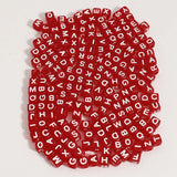 1200pcs 6 6mm Alphabet Beads Transparent Red Cube Acrylic White Letter Beads, for Bracelets and Jewelry Making