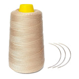 Young Hair Thick Human Hair Sewing Thread with 3pcs Curl Needles Wig Making Thread 1000 Yards (Blonde) 140g