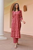Anni Designer Women'S Cotton Blend Straight Printed Kurta With Pant (Vidula Maroon_L_Maroon_Large),Maroon,L,,,