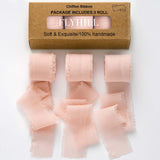 Flyhill 3 Rolls Fringe Chiffon Silk Ribbon,1.5 x 21Yd (3 Rolls *7Yd) for Gifts Wrapping,Wedding Invitations,Bouquets,Decorations