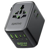 Epicka Pulse Duo 65W Universal Travel Adapter, International Power Adapter with PD & QC 3.0 Fast Charging for 2 Devices Simultan
