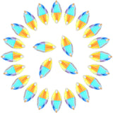 Horse Eye Rhinestones Flatback Sew on Rhinestone with 2 Holes 36pcs 9x18mm Glass Navette Shape Rhinestones for Crafts Project,Cl