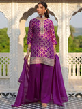 Libas Women'S Silk Blend Kurta Set (48824_Magenta Magenta Xs