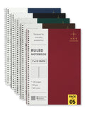Doodle B5 Spiral Notebook Set Of 5 | 7 X 10 Inch Large Ruled Notebooks | 160 Lined Pages, 80 Gsm Thick Paper | Soft Cover Journa