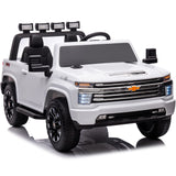 NEWQIDA 24V 2 Seater Ride On Car Licensed Chevrolet Silverado HD Pickup Truck Ride On Toys with Remote Control 4WD Kids Electric
