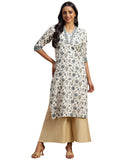 Libas Women'S Cotton Printed Straight Kurta (29053R_Off White