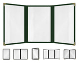 Goodsmart Restaurant Menu Covers - 25 Pack Green 6-View Trifold 5.5 x 8.5, Side-Loading Vinyl & Plastic Menu Holders, Clear Menu