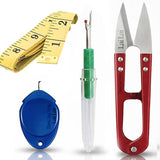 Thread And Work 4 In 1 Combo Needle Threader Tool | Seam Ripper | Thread Cutter | Measuring Tape Automatic Thread Inserter Tool