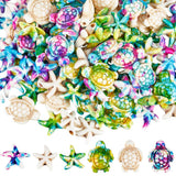 SUNNYCLUE 120PCS 2 Styles Turquoise Turtle Starfish Beads Summer Beads Hawaii Ocean Animal Sea Life Colorful Lucky Gemstone Loos