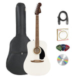 Fender California Redondo Acoustic Guitar - White Bundle with Gig Bag, Strap, Strings, Picks, and Austin Bazaar Instructional Vi