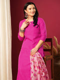 Anni Designer Women'S Rayon Blend Printed Straight Kurta With Pant & Dupatta (Barhai Pink-Vks01_L_Pink_Large),Pink,L,,,