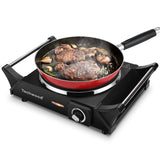 Techwood Hot Plate Portable Electric Stove 1500W Countertop Single Burner with Adjustable Temperature & Stay Cool Handles, 7.5