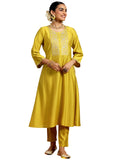 Libas Women'S Silk Blend Yoke Design Kurta Set (Gs993_Mustard