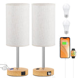 17.4Inches Tall Touch Bedside Table Lamps Set - 3 Way Dimmable Bedroom Lamp with USB C Ports, Small Desk Lamps for Nightstand wi