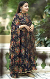 Anni Designer Women'S Georgette Anarkali Printed Kurta With Pant & Dupatta (Atasi Blue-Nw2_L_Dark Blue_Large),Dark Blue,L,Georgette,Anarkali,Dupatta