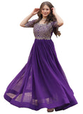 Wedani Faux Georgette Sequins-Work Anarkali Kurta Set For Women (In Alpha L Regular Purple),PURPLE,L