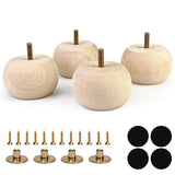 Crawopft 2 Inch Wooden Furniture Legs, Set of 4 Replacement Solid Wood Unfinished Round Furniture Bun Feet for Couch Chair Sofa