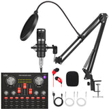 Podcast Equipment Bundle, BM-800 Recording Studio Package with Voice Changer for Gamer and All-in-One DJ Mixer, Perfect for Lapt