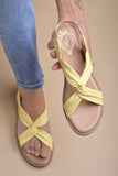 Shoetopia Cross Strap Yellow Flat Sandals For Women & Girls -Eu38,Yellow,5,B0D8QG4GLM