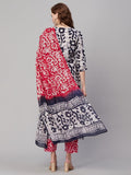 Anni Designer Women'S Cotton Blend Printed Straight Kurta With Pant & Dupatta (Payal-Grey_S_Grey_Small),Grey,S,Cotton Blend,Regular,Kurta, Pant & Dupatta