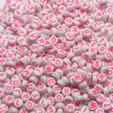 NITOPUPU Acrylic Letter Beads Alphabet Pink Letter White Cube Beads for Friendship Bracelets and Gifts Souvenir Jewelry Making(7