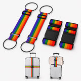 Satmarhz 4 Pcs Rainbow Luggage Strap Set, Dual Style Adjustable Travel Belt For Suitcase And Bag, Quick Release Buckle, Ring Loo