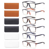 BLOEXCLU 6 Pack Reading Glasses for Men Sports Style Blue Light Blocking Readers with Spring Hinge Women Eyeglasses (Mixed, 2, x