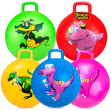Hymaz 5 Pcs 18 inch Hopper Ball, Dinosaur Toddler Ride On Toys, Bounce Balls with Handles and Air Pump for Kids 2-6 Years, Jumpi