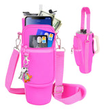 Water Bottle Carrier Bag with Phone Pocket Compatible with Stanley/Meoky 40 oz Tumbler with Handle,Neoprene Water Bottle Holder
