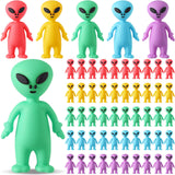 CroBlissful 50 Pcs Halloween Mini Alien Figures Bulk Colorful Glow in The Dark Small Tiny Little Alien Figurines for Space Party