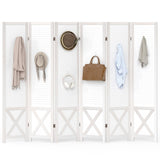 Giantex 6 Panel Pegboard Room Divider, 5.6FT Folding Privacy Screen with Peg Board Storage, Solid Wood Frame Freestanding Room D