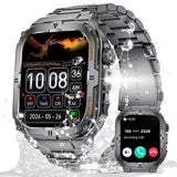 Military Smart Watch for Men with LED Flashlight 3ATM Waterproof 1.96 Big Screen Rugged Tactical Smartwatch with Call Sports Fit