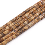 NITOPUPU 150Pcs 4 2mm Natural Picture Jasper Spacer Stone Beads for Jewelry Making Supplies, Loose Semi Flat Round Gemstone Tub