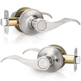 Gaurqiah Wave Style Passage Brushed Nickel Door Handle Without Keys, Non-Locking Door Lever for Hallway/Closet in Satin Nickel F