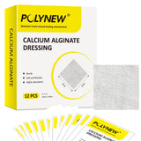 Polynew Calcium Alginate Wound Dressing, 4'' x 4''-12 Pcs/Box Soft and Highly Absorbent Pads, Home Health Care, Medical Supplies