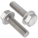 VGBUY M10-1.5 x 25mm Flanged Hex Head Bolts,304 Stainless Steel 18-8,Fully Threaded,Silver External Flange Hex Drive Screws,Pump
