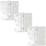 Stone Harbor Hardware 4 Ball-Bearing Door Hinges, 1/4 Radius Corner, Polished Chrome, 3-Pack