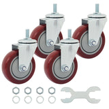 Finnhomy Swivel Caster Wheels 4 Inch Threaded Stem Casters Set of 4 Heavy Duty 1/2-13 x 1 Anti-wear Polyurethane Industrial Cast
