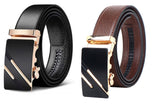 Zacharias MenS Faux Leather Belt (Asb5312_Black & Brown) (Free Size_Pack Of 2)